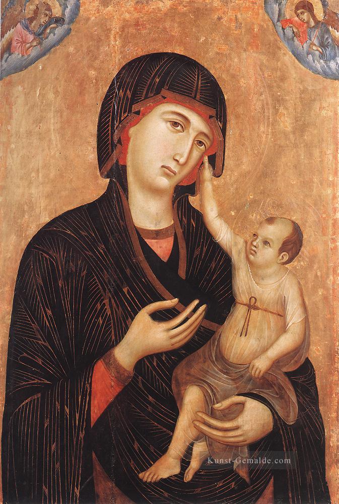 Madonna mit Kind und zwei Engel Crevole Madonna Schule Siena Duccio Ölgemälde